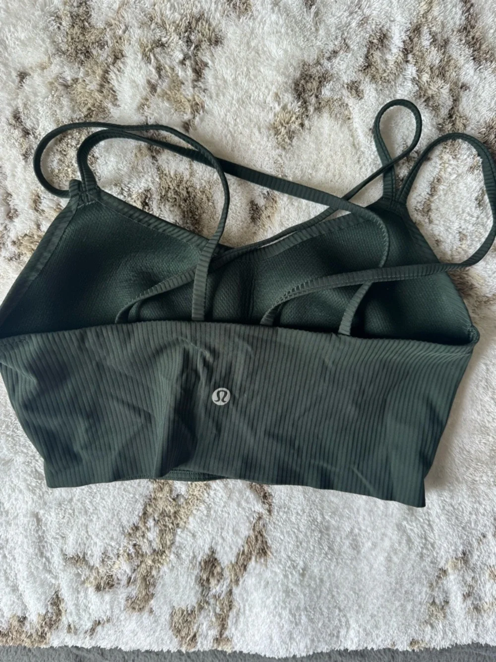 Lululemon hunter Green Ribbed like a cloud Strappy Longline Sports Bra - Picture 3 of 3